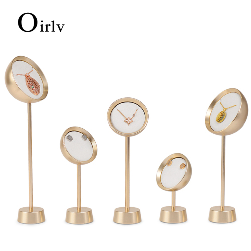 FANXI JS066 New Arrival Gold Metal White Microfiber Jewelry Display Stand for Pendant Necklace Rings Window Display