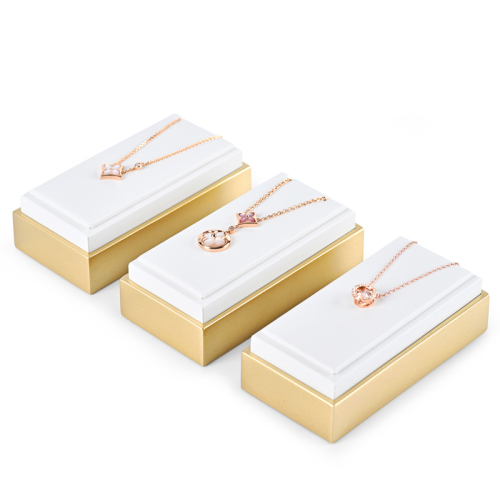 FANXI PU099 High-end Self Design Gold Finish PU Leather Jewelry Display Stand for Necklace Ring Earring Bangle