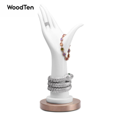FANXI JS044 New Fashion Stainless Steel Base White Resin Paint Hand Model Jewelry Display for Bracelet Ring