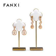 FANXI JS061 New Arrival Golden Base White PU Leather Jewelry Display Design for Earring Dangler