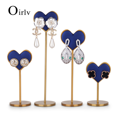 FANXI JS053 Stainless Steel Base Microfiber Velvet Heart Shape Earring Dangler Holder Jewelry Display Stand