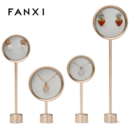FANXI JS058 New Arrivals Gold Metal cream color earring necklace jewelry display stand