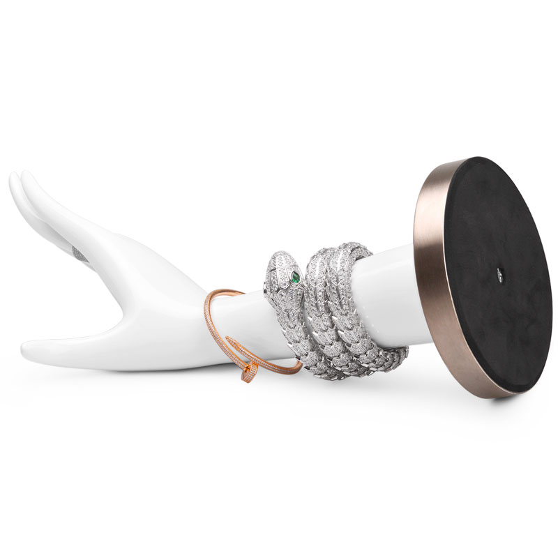 FANXI JS044 New Fashion Stainless Steel Base White Resin Paint Hand Model Jewelry Display for Bracelet Ring