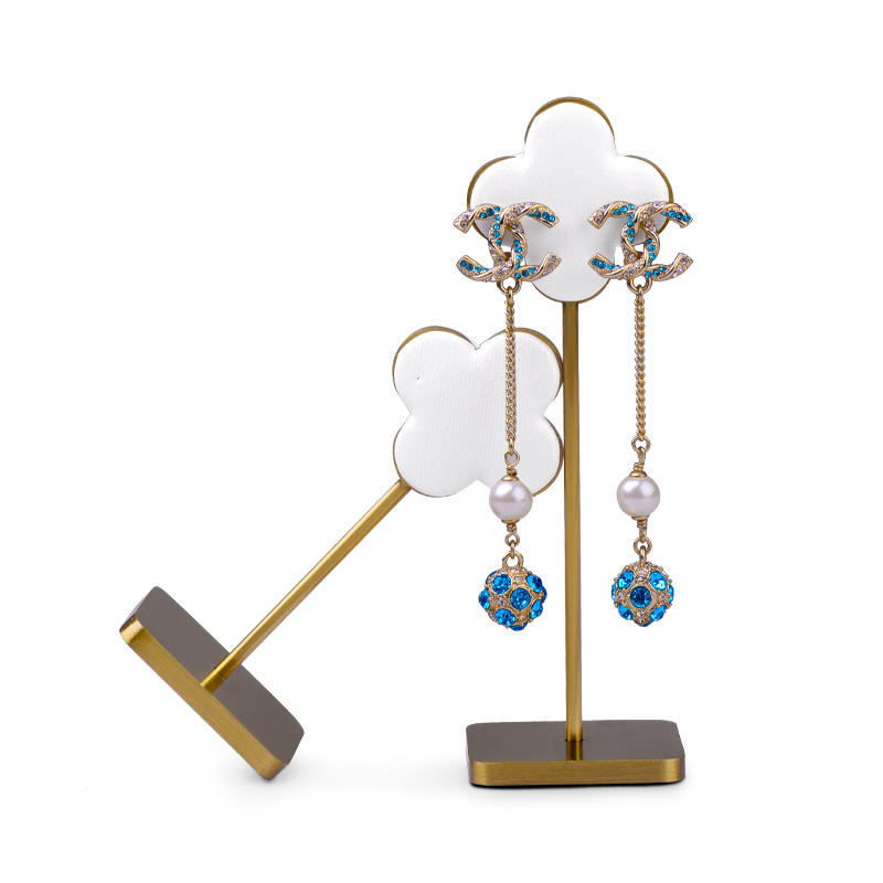 FANXI JS061 New Arrival Golden Base White PU Leather Jewelry Display Design for Earring Dangler