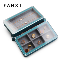 FANXI PU049 New Arrival MDF display case for ring bracelet bangle with clear acrylic lid jewelry box