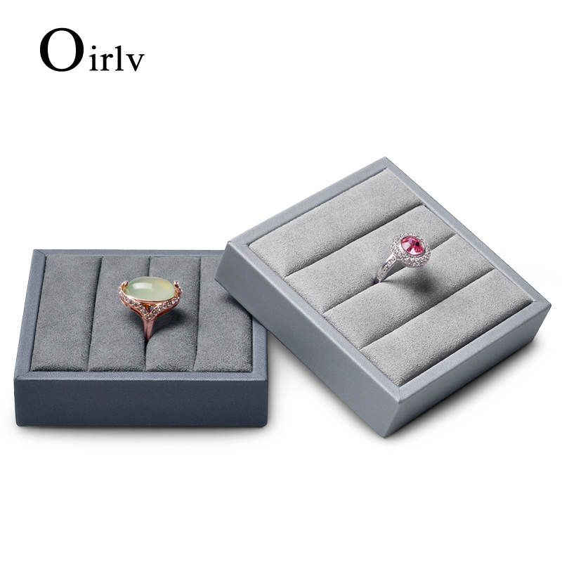 FANXI PU053 Accept custom grey microfiber velvet ring jewelry box PU leather ring jewelry displays