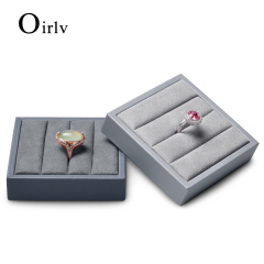 FANXI PU053 Accept custom grey microfiber velvet ring jewelry box PU leather ring jewelry displays