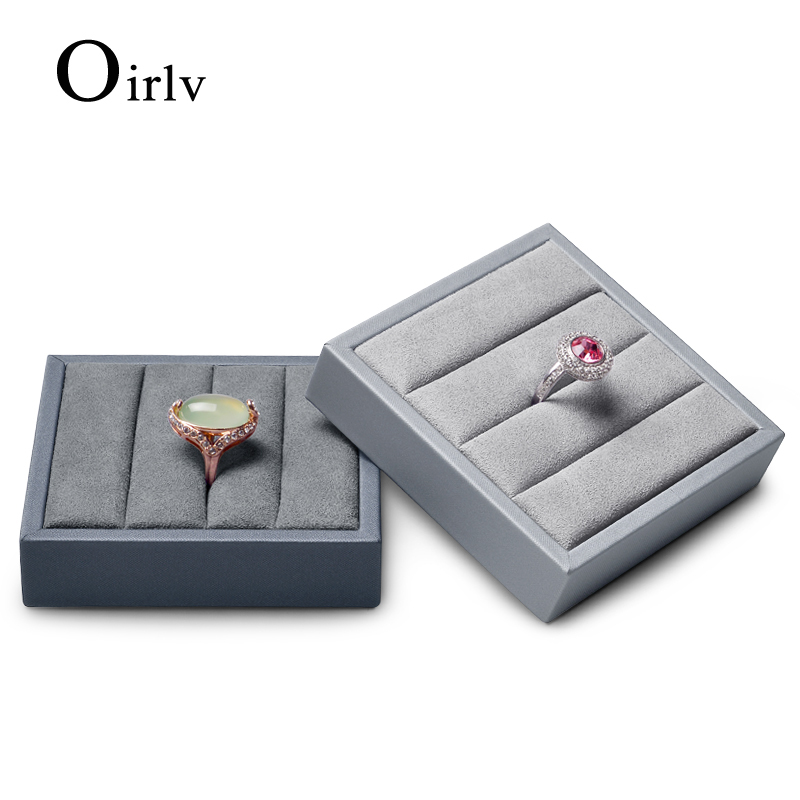 FANXI PU053 Accept custom grey microfiber velvet ring jewelry box PU leather ring jewelry displays