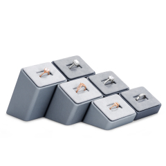 FANXI PU094 Gray Leatherette Ring Jewelry Stand Set of 3 Ring Holder