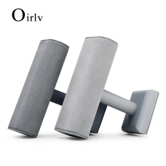 FANXI PU051 New Arrival Jewelry Display stand Solid wood display with PU leather grey Microfiber for watch display stand
