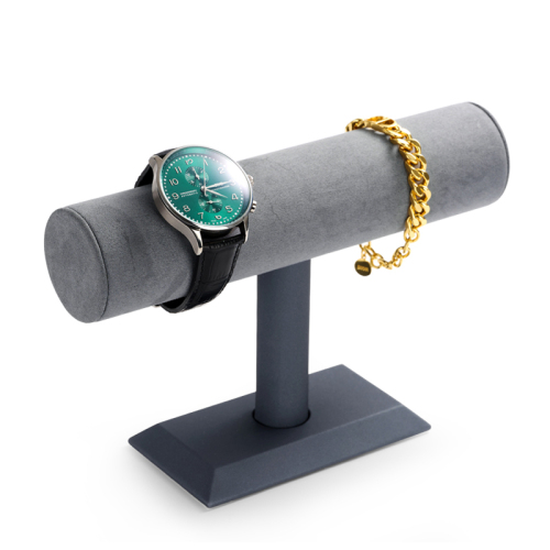 FANXI PU097 New arrival luxury bangle display grey PU leather and microfiber T-bar jewelry bracelet display cabinet stands