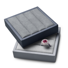 FANXI PU053 Accept custom grey microfiber velvet ring jewelry box PU leather ring jewelry displays