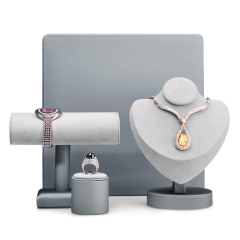 FANXI PU051 New Arrival Jewelry Display stand Solid wood display with PU leather grey Microfiber for watch display stand