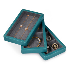 FANXI PU049 New Arrival MDF display case for ring bracelet bangle with clear acrylic lid jewelry box