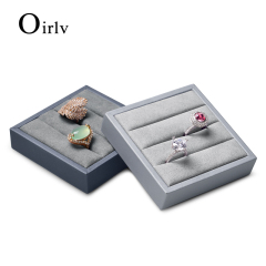 FANXI PU053 Accept custom grey microfiber velvet ring jewelry box PU leather ring jewelry displays