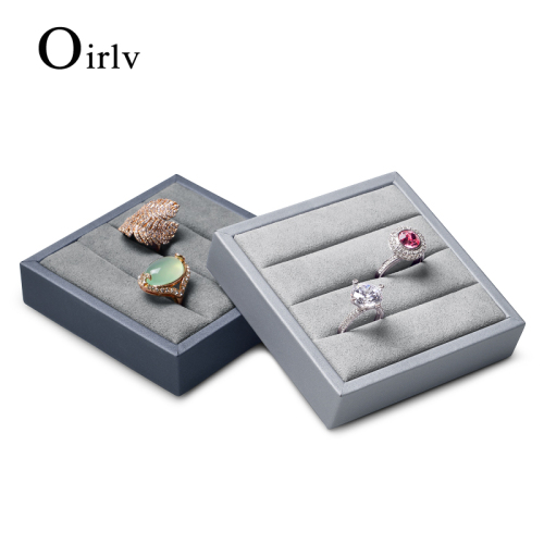 FANXI PU053 Accept custom grey microfiber velvet ring jewelry box PU leather ring jewelry displays