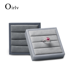 FANXI PU053 Accept custom grey microfiber velvet ring jewelry box PU leather ring jewelry displays