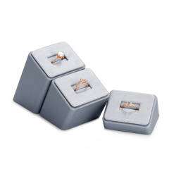 FANXI PU094 Gray Leatherette Ring Jewelry Stand Set of 3 Ring Holder
