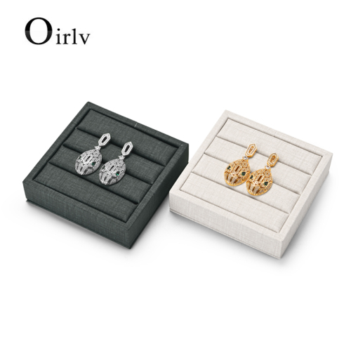 FANXI PU087 wholesale custom gray PU leather tray for jewelry store cabinets ring earrings bangle plate jewelry display trays