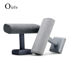 FANXI PU051 New Arrival Jewelry Display stand Solid wood display with PU leather grey Microfiber for watch display stand