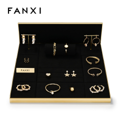 FANXI TT124 Custom Watch Display Stand Metal Microfiber Jewelry Window Display Set