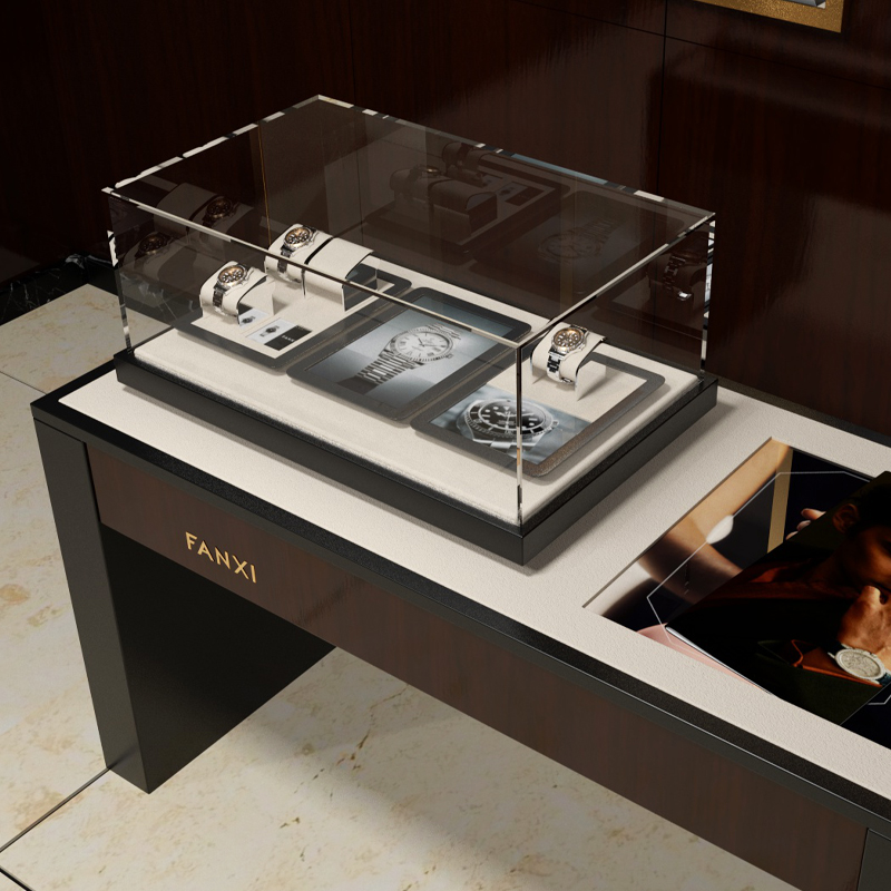 FANXI TT121 Custom Watch Display Stand Metal Microfiber Jewelry Window Display Set
