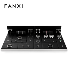 FANXI TT125 Custom Jewellery Display Stand Metal Microfiber Jewelry Window Display Set