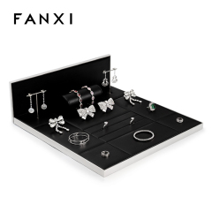 FANXI TT125 Custom Jewellery Display Stand Metal Microfiber Jewelry Window Display Set
