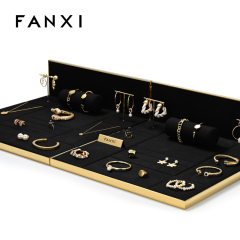 FANXI TT124 Custom Watch Display Stand Metal Microfiber Jewelry Window Display Set