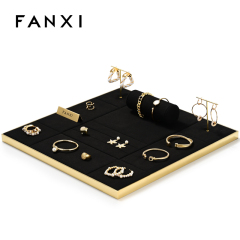 FANXI TT124 Custom Watch Display Stand Metal Microfiber Jewelry Window Display Set