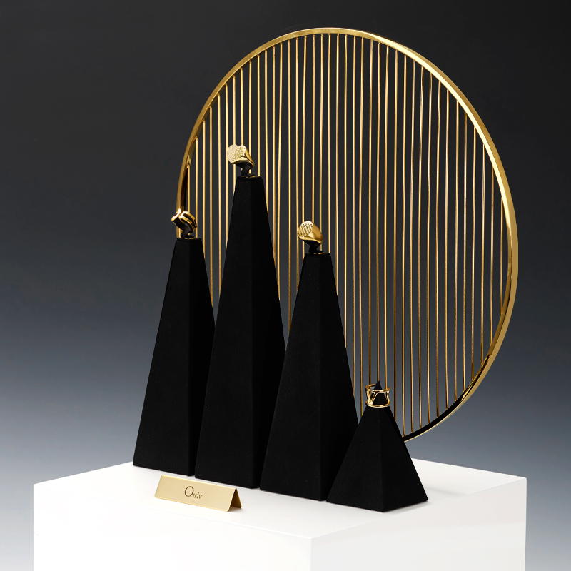 FANXI TT130 Newest Jewelry Ring Display Stand Black Microfiber for Jewelry Stores