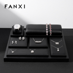 FANXI TT135 New Model Jewelry Display Sets With Black Pu Leather For Ring Earring Window Display Sets