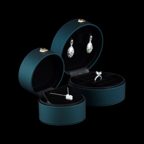 FANXI TC-H021 luxury color pu leather with silk clothing ring pendant jewelry box