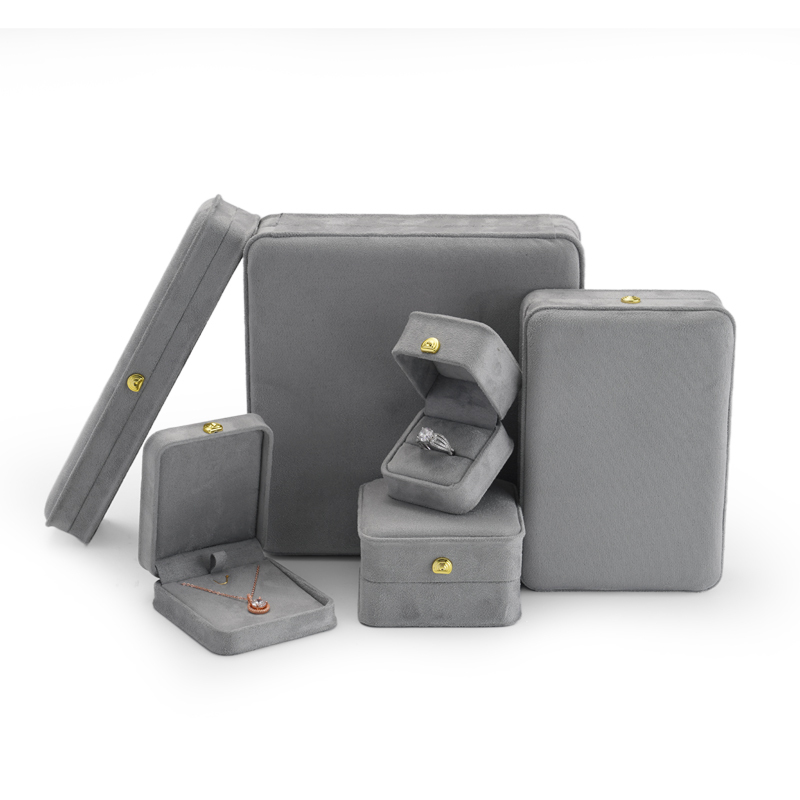 FANXI TC-H045 suede grey color jewelry packages ring bangle set boxes
