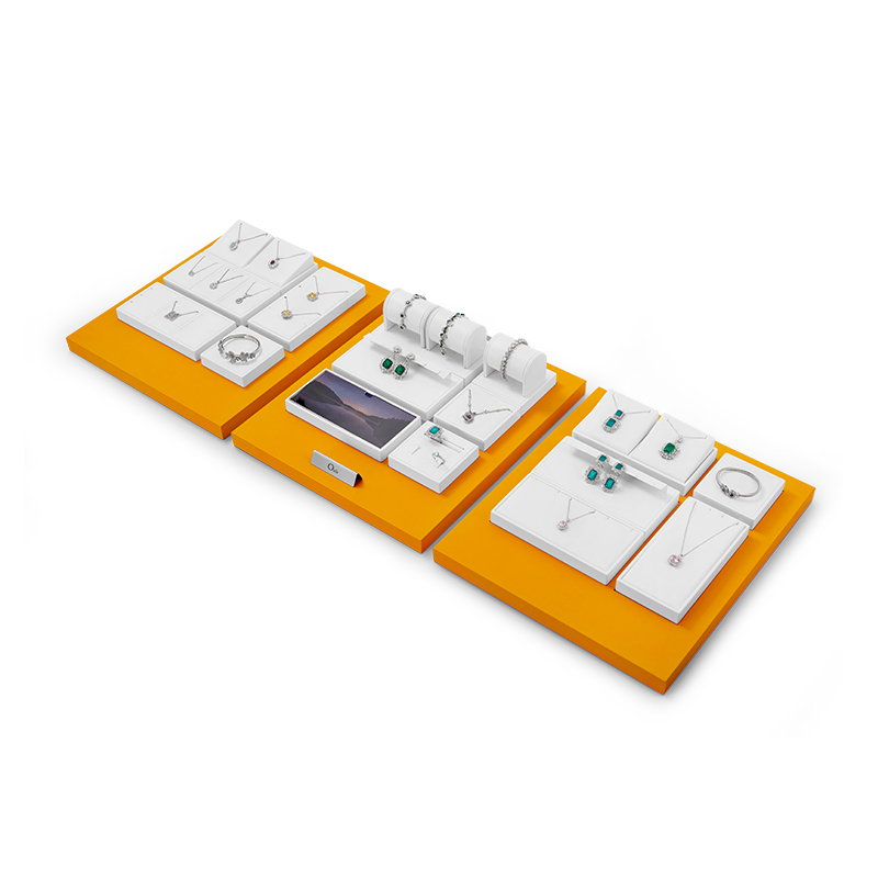 New TT144 Luxury Customized Jewellery Display Set Counter Display With Orange PU Leather