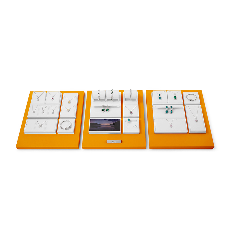 New TT144 Luxury Customized Jewellery Display Set Counter Display With Orange PU Leather