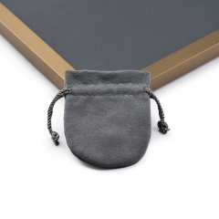 D045 Customize Drawstring Velvet Jewelry Pouch Bag Small Grey Jewelry Bags Jewelry Packaging Pouch