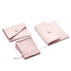 FANXI D042 Custom wholesale light pink microfiber Jewellery bags ring earrings bangle necklace gift package drawstring jewelry Pouch