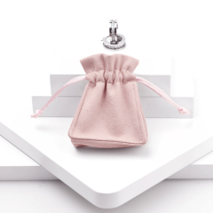 FANXI D042 Custom wholesale light pink microfiber Jewellery bags ring earrings bangle necklace gift package drawstring jewelry Pouch