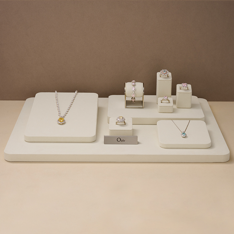 FANXI TT177 New Model Jewelry Display Sets With Beige Microfiber For Ring Necklace Window Display Sets