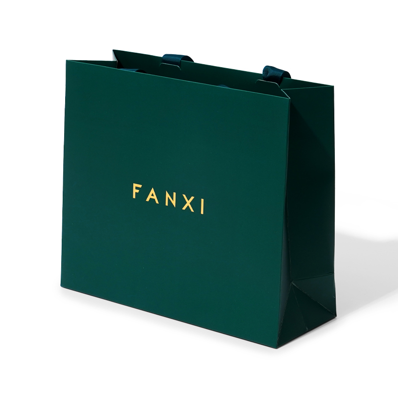 FANXI D047 Hot sale Paper Bags with your own logo Jewelry package manufacturer Green Jewelry Paper Bag
