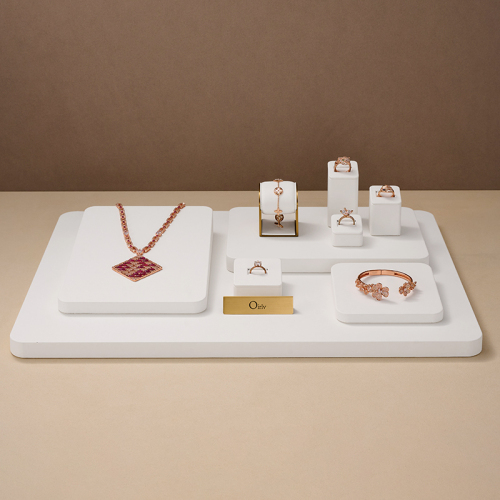 New Arrival TT176 Elegant White Jewelry Display Set Necklace Ring Bracelet Holder Exhibition Custom Freedom to Match Set