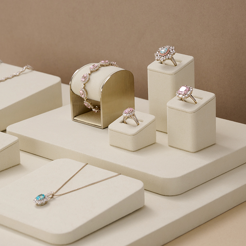 FANXI TT177 New Model Jewelry Display Sets With Beige Microfiber For Ring Necklace Window Display Sets