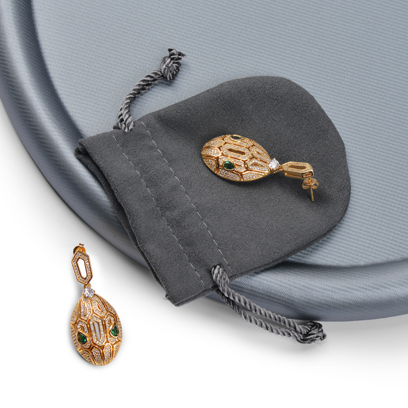 D045 Customize Drawstring Velvet Jewelry Pouch Bag Small Grey Jewelry Bags Jewelry Packaging Pouch