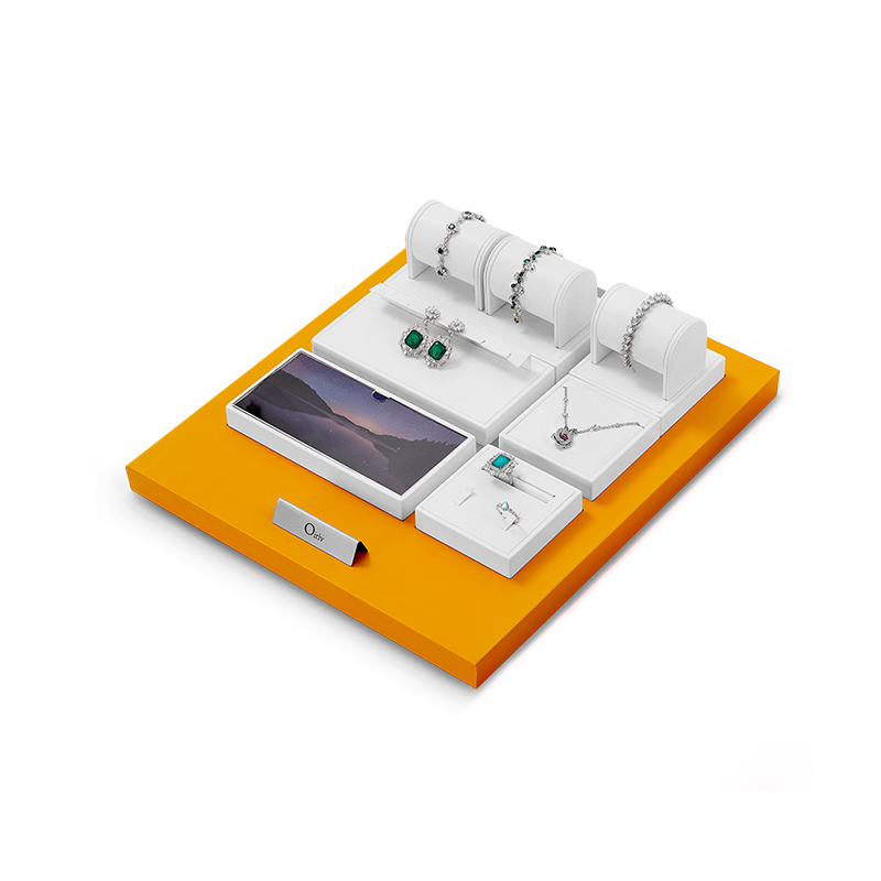 New TT144 Luxury Customized Jewellery Display Set Counter Display With Orange PU Leather
