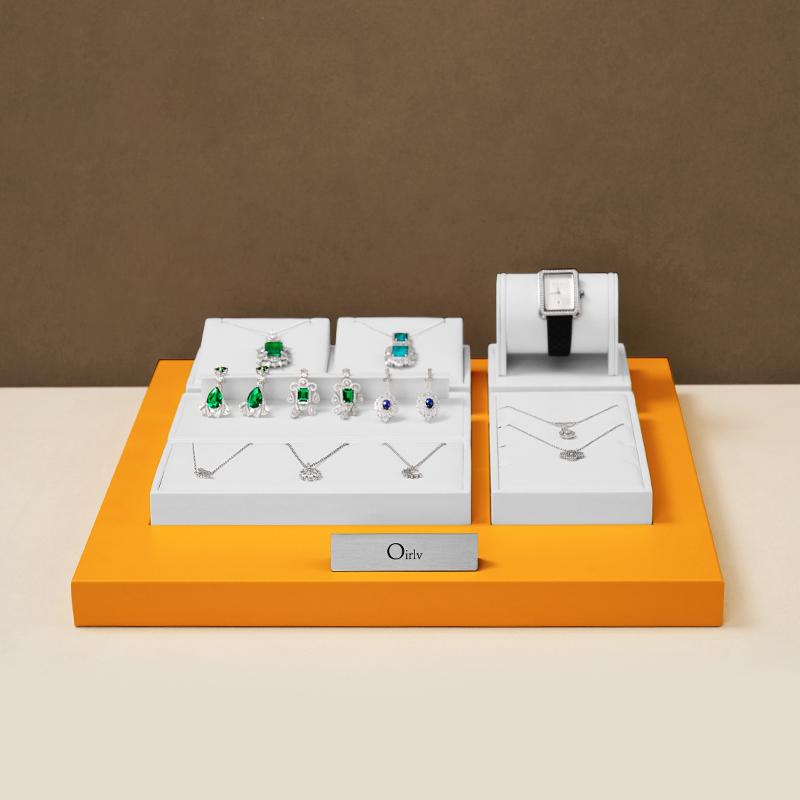 New TT144 Luxury Customized Jewellery Display Set Counter Display With Orange PU Leather