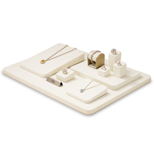 FANXI TT177 New Model Jewelry Display Sets With Beige Microfiber For Ring Necklace Window Display Sets
