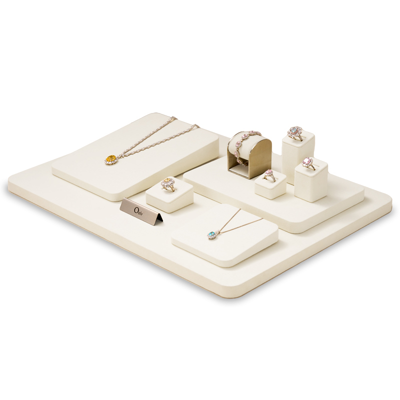 FANXI TT177 New Model Jewelry Display Sets With Beige Microfiber For Ring Necklace Window Display Sets