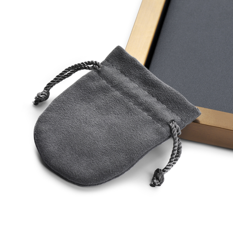 D045 Customize Drawstring Velvet Jewelry Pouch Bag Small Grey Jewelry Bags Jewelry Packaging Pouch