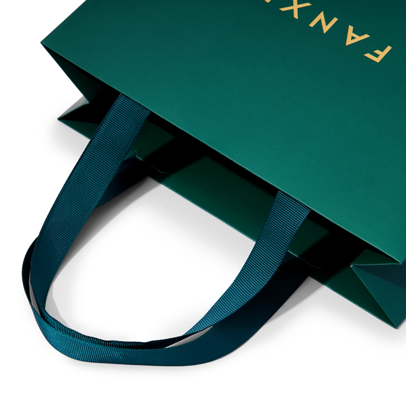 FANXI D047 Hot sale Paper Bags with your own logo Jewelry package manufacturer Green Jewelry Paper Bag